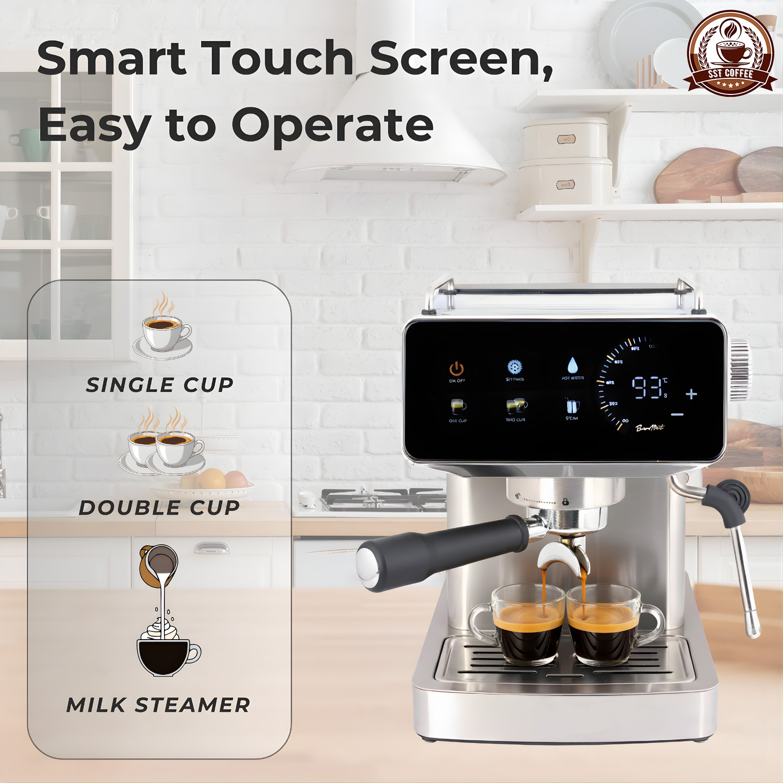 Espresso Coffee Maker - Stainless Steel - Image 2